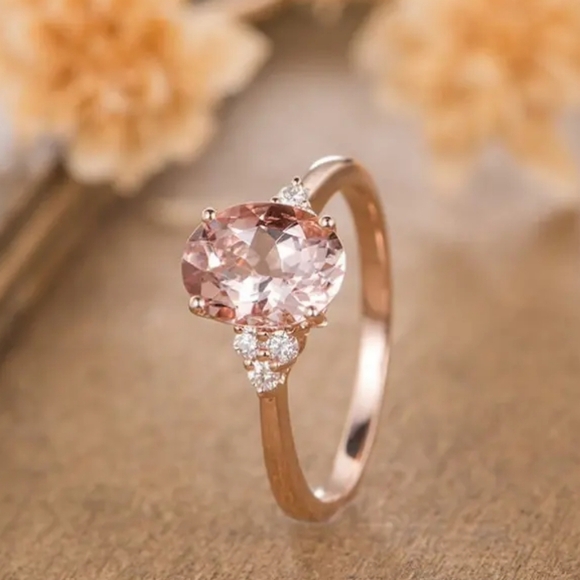 NEW 18k Goldplated & Lab Grown Pink Diamond Rose Gold Ring - Picture 3 of 4